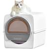 Peterest Lettiera autopulente, inibitore di odori, chiusa, manuale, grande, contenitore per lettiere e cassette igieniche per gatti, bianco