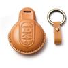 HIBEYO Custodia per Chiave Auto, Adatta per BMW Mini Cooper One Clubman F56 F54 F55 F57 F60, in Pelle Bovina, con 3 Pulsanti, Colore Giallo