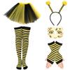 Hpbaggy Set Costume Ape per Bambini Adulti Ragazze - 5 Pezzi Con Fascia, Gonna in Tulle a Righe, Calze Sopra il Ginocchio, Guanti Lunghi, Tatuaggio Viso - Vestito Carnevale (Bambino)