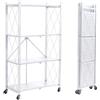 BRIAN & DANY Scaffale Pieghevole 4 Ripiani con Ruote, Scaffali in Metallo Salvaspazio per Soggiorno, Cucina e Garage, 71 x 34 x 126 cm (Bianco)