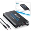 eSynic 16-300Ω Amplificatore per Cuffie Professionale con Interruttore Bass e Jack 3.5mm, Amplifier per Auricolari Ricaricabile da Type-C con Cavi Audio 12cm+100cm, Bass Ear Amp in Lega Alluminio
