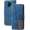 DENDICO Cover per Galaxy S9, Flip Custodia in PU Pelle, Cover a Libro Magnetica Portafoglio per Samsung Galaxy S9, Blu