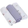 LÄSSIG Coperta Puck per neonati Panno di garza Set di 3 pezzi in cotone 85 x 85 cm/Swaddle & Burp Blanket L GOTS Happy Fruits Cherry