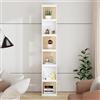 DEZAGCE Libreria con 6 ripiani, librerie, soggiorno, cucina, ufficio, scaffale, libreria, scaffale, 33 x 30 x 200 cm, legno + bianco, MDF