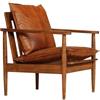 vidaXL Poltrona in Vera Pelle Legno d'Acacia Marrone Divanetto Arredo Salotto