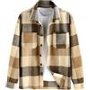 ZAFUL Lässig - Camicia da uomo a maniche lunghe, vestibilità normale, con tasche, 1-marrone, S