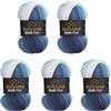 Wollbiene 5 gomitoli di lana Batik Fine da 100 g, 500 g, con gradiente, multicolore (5500 blu, bianco)