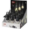 EMOS 9 lampadine a LED ricaricabili, impermeabili, alimentate a batteria, con gancio e 3 modalità di illuminazione, per esterni, giardino, campeggio, decorazione, interruzione di corrente, colore nero