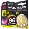 Udivita 96 Batterie per Apparecchi Acustici Udivita Misura 10 (Gialle) PR70 con Phono Pulse Technology - 12 Blister da 8 Pile