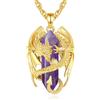 INFUSEU Collana DragoCristallo Ametista Nordico Ciondolo 18K Oro Gioielli Gotici Regalo Cristallo Naturale