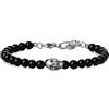 GAVU Bracciale Teschio da Uomo, Bracciale Uomo con Perline di Onice Nero e Charm Teschio