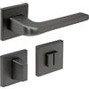 FELGNER Maniglia Cortina per per bagno e WC | maniglia per porta moderna e di alta qualità | ferramenta per porta con rosetta | per porte interne e delle camere | Antracite