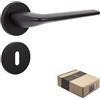APECS Maniglia per Porte Interne e di Casa con Rosette Quadrate, Nera Opaca, Moderna, con Materiale di Fissaggio, Modello CAPELLA BB