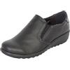 Cushion Walk Scarpe da donna leggere in ecopelle nera con zeppa bassa con pannello elastico e soletta massaggiante, scarpe casual da lavoro e ufficio, Pannelli laterali neri, 38 EU