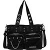 Makukke Borsa Tote da Donna Y2K a Tracolla Grande Gotica con Teschio per Lavoro, Ufficio, Viaggi - Nero-PU