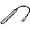 Logilink UA0392 - USB 3.2 Gen1 (tipo C) USB Slim Hub 4 porte, con alloggiamento in alluminio, grigio
