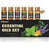 Wtrcsv Set Oli Essenziali - 6 Fragranze x 5ml - Oli Puri Naturali - Oli Essenziali per Diffusore - Aromaterapia, Massaggio - Menta Piperita, Tea Tree, Lavanda, Eucalipto, Citronella, Arancio Dolce