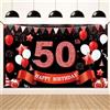 Koliphy Striscione Compleanno 50 Anni, Decorazione da Parete e Giardino per Uomini e Donne, 180 x 110cm (Rosso Nero)