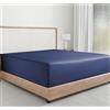 California Design Den Lussuoso lenzuolo con angoli per letto matrimoniale, 100% cotone, 400 fili in rasatello, 135 x 190+30 cm, lenzuolo con angoli elasticizzati per materasso matrimoniale (colore blu navy indaco)