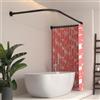 YOFOQ Bastone Per Tenda Da Doccia A Forma Di U 75x190×75 CM, Bastone Per Tenda Da Doccia Forato In Acciaio Inox, Adatto Per Bagni E Vasche Da Bagno, Non Richiede Supporto A Soffitto 12 Anelli, Nero