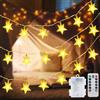 Qoosea Luci di Natale Stella 40 LED Catena Luminosa Tenda Luminosa Fata Luci Batteria Luci LED 8 Modalità Impermeabile Catene Luminose Interno Esterno Catena Luci Decorative per Giardino Matrimonio