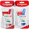 Wishesla Set di 2 spazzolini da denti e dentifricio da viaggio, con spazzolino pieghevole Colgate e mini dentifricio, articoli da toeletta da viaggio, rosso e blu