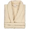 BOSKIMO - Accappatoio Unisex - Accappatoio da Doccia per Uomo o Donna - 100% Cotone - Spugna - Disponibile con Cappuccio (IT, Testo, M, Regular, Regular, Beige, Senza Cappuccio)