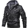 Generic Giacca da uomo in pelle PU, con colletto alto, in similpelle, comoda giacca da uomo, alla moda, da motociclista, in vera pelle, con chiusura lampo, stile retrò, giacca invernale, Nero , XXXL