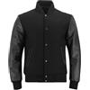 MDL FASHION Giacca college varsity bomber da baseball, in autunno e inverno, nero, S