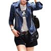 PengGengA Donna Manica Lunga Giacca Denim Large Slim Giubbotto di Jeans Corto Blu XL