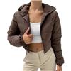 Generic Piumino ripiegabile da donna invernale con zip up piumino corto leggero all'aperto cappotti da trekking giacca impermeabile con cappuccio caldo giacca trapuntata a maniche lunghe giacche corte,