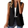 Generic Cappotto senza maniche da donna Cardigan tinta unita Giacca cardigan con risvolto casual con Giubbotto Donna Invernale Giacche Autunnale Donna (Black, L)