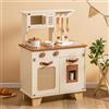 ROBUD Cucina Giocattolo per Bambini in Legno, Gioco Cucina con Dispenser interattivo per cubetti di Ghiaccio e Accessori, Set da Cucina in Legno per Bambini, Regalo per Ragazze e Ragazzi dai 3+ Anni