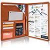 GraduationMall Cartella Portadocumenti con Cerniera,A4 Organizer per Documenti con Porta Tablet Ipad, Telefono e Biglietti da Visita,Portablocchi in PU Pelle Marrone