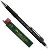 Faber-Castell 1345 - Portamine GRIP, spessore mina: 0,5 mm, colore del fusto: Nero Metallico + Scatola di punte di ricambio