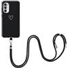 EuoDuo Cover Cordino per Motorola Moto G52 Cellulare Laccio Custodia con Nero Disegni Carino Silicone TPU Antiurto Protettivo Regolabile Corda Case - Cuore d'amore Oro
