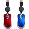 Fcuajdkq 2 cavi USB con per mouse piccolo mouse 1600 DPI ottico compatto da viaggio per 98 2000 XP Vista Ve, rosso e blu