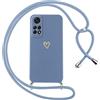 Oelrstfe Cover per Xiaomi Redmi Note 11/Note 11S con Cordino,Custodia Silicone Morbido Sottile con Motivo Cuore e Collana Laccio Tracolla,Antiurto Antigraffio Corda Collo Regolabile Case,Blu