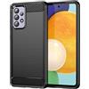 owlhold Cover per Samsung Galaxy A52 4G/5G / A52S 5G, Custodia Spazzolata e Fibra di Carbonio Morbido Silicone TPU Slim Fit Case, Antiurto, Antigraffio, Antiscivolo, Protezione Grado Militare, Nero