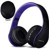 PowerLocus Cuffie Bluetooth Senza Fili Over-Ear Cuffie Stereo Pieghevoli Auricolari, Wireless Cuffie Riduzione del Rumore con Microfono per iPhone, Samsung, LG, iPad, PC, iPod (Viola)