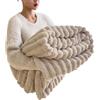 XILENY Coperta Pile Matrimoniale 200x230 cm Morbido Caldo Plaid Peloso di Pelliccia Sintetica per Letto e Divano - Lavabile per Inverno Autunno (Bianco Latte Addensato)