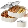 letuxaamz Piatto per Caramelle con Scoparto, Porta Frutta Secca,Vassoio Spuntini Diviso Coperchio 4 Scomparti,Snackbox, Organizzatore di Cibo Caramelle, Noci Ciotola