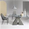 Liberoshopping Tavolo fisso per sala da pranzo con base in legno e piano in vetro ZEFIRO (Cemento piano Trasparente)
