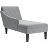 vidaXL Sdraio con Cuscino e Bracciolo Destro in Tessuto Grigio Chiaro, divano chaise longue, poltrona, divano soggiorno, salotto, divano lounge