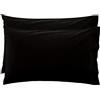 LARA MORADA - Coppia Federe Cuscino Letto, con GUANCIALE, Tinta Unita, 100% Cotone, Made in Italy, 52X82cm + Pattina Nero