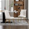 YESGIGA Un set di due sedie in velluto molto morbido, con un retro leggermente imbottito e gambe in metallo dorato, sedie moderne e distintive sono utilizzate in soggiorno e sala da pranzo (beige)