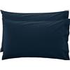 LARA MORADA - Coppia Federe Cuscino Letto, con GUANCIALE, Tinta Unita, 100% Cotone, Made in Italy, 52X82cm + Pattina Blu