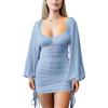 XIVISTO Vestito Donna Sexy Maniche Lunghe Mini Abito Elasticizzato Elegante Casual Bodycon Abiti Cocktail Abito da Festa Cerimonia Autunno Inverno