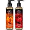 AROMATIKA trust the power of nature Sensual Massage Oil Set 2x200ml - Pesca e Ciliegia - Olio da massaggio commestibile e baciabile - Miscela di oli di mandorle e vinaccioli e macadamia - Olio per il corpo per lui e lei - per coppie
