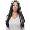 Carnavalife Parrucca di vampira diavolo di Halloween per le donne capelli lunghi e lisci di Cosplay, parrucche sintetiche in fibra resistente al calore ad alta temperatura (JS-129-NERO/BIANCO)